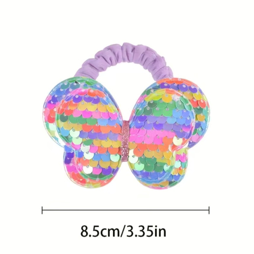 1pc Exquisite Adorable Sequins Butterfly Decor Hair Tie - Picture 5 of 5
